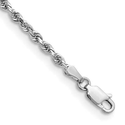 Curata 14k White Gold 2.75mm Sparkle Cut Quadruple Rope Chain Bracelet
