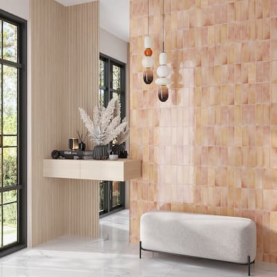 Apollo tile 2.5" x 8" Antiek Glossy Pink Ceramic Tile (5.38 sq ft/case) - 38 Pack