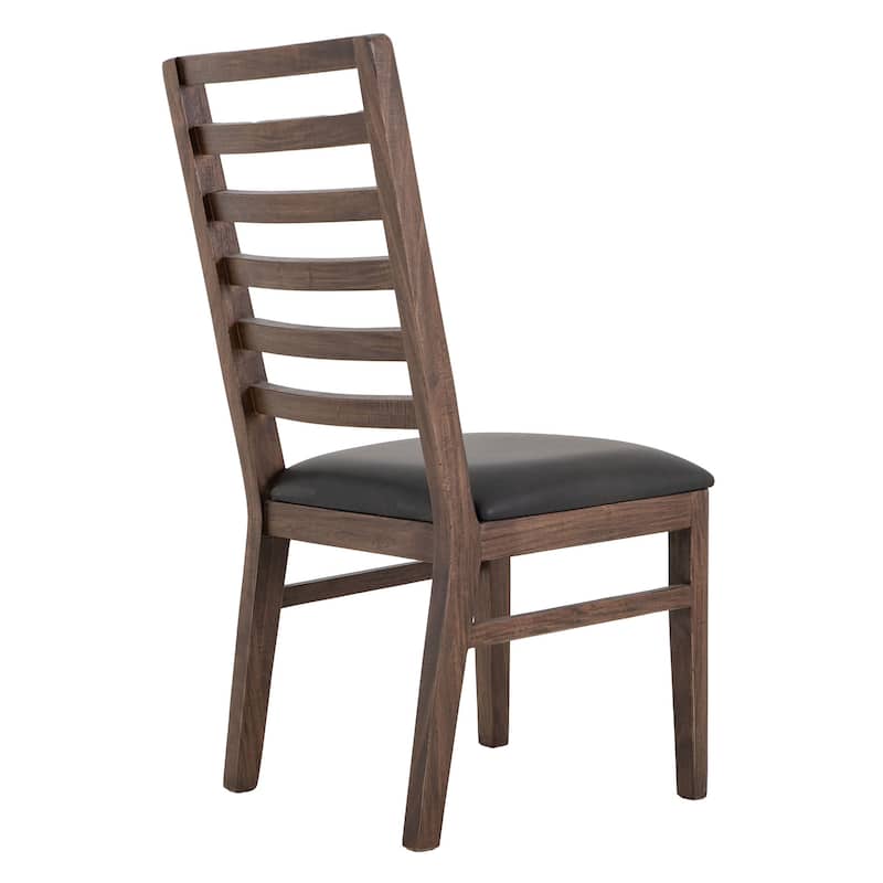 Ally Dining Chair Set of 2, Ladderback, Melina Wood, Brown Polyester