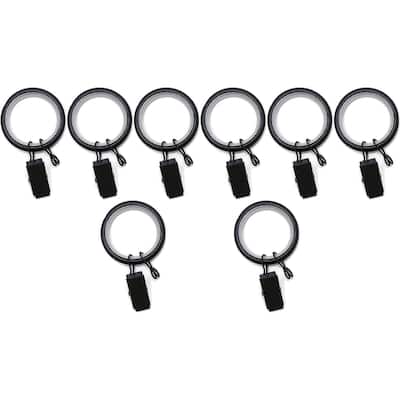 8PCS 1.25" Drapery Curtain Rod Rings for 1" Rod with Clips
