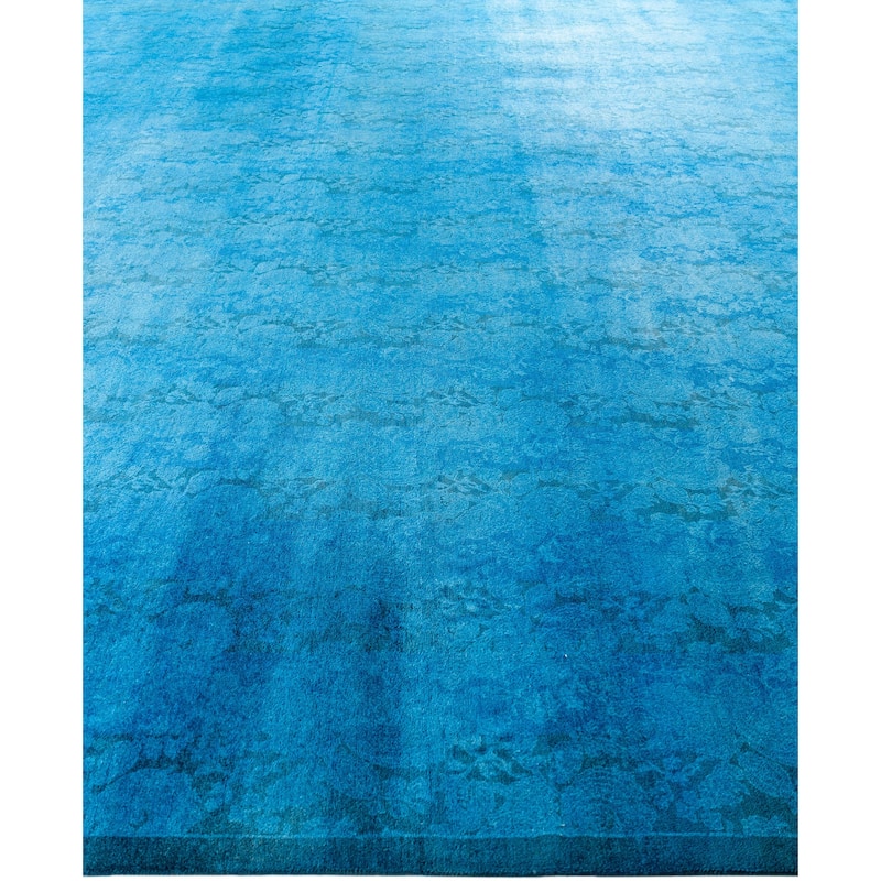 Overdyed One-of-a-Kind Hand-Knotted Area Rug - Blue - 12' 4" x 15' 0"