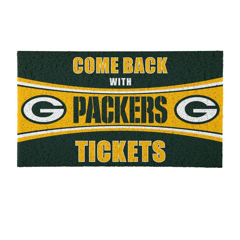 Green Bay Packers 28 in. x 16 in. PVC "Come Back With Tickets" Trapper Door Mat
