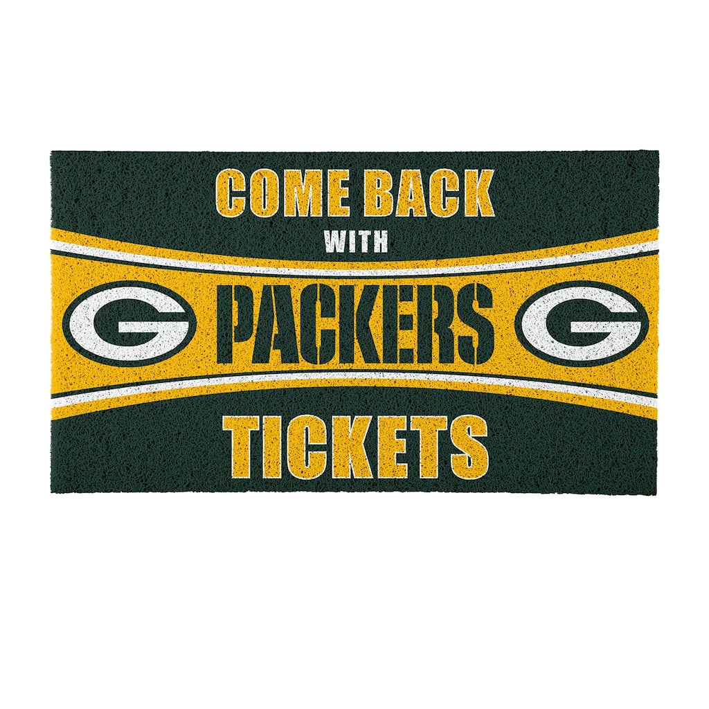 Green Bay Packers 28 in. x 16 in. PVC "Come Back With Tickets" Trapper Door Mat