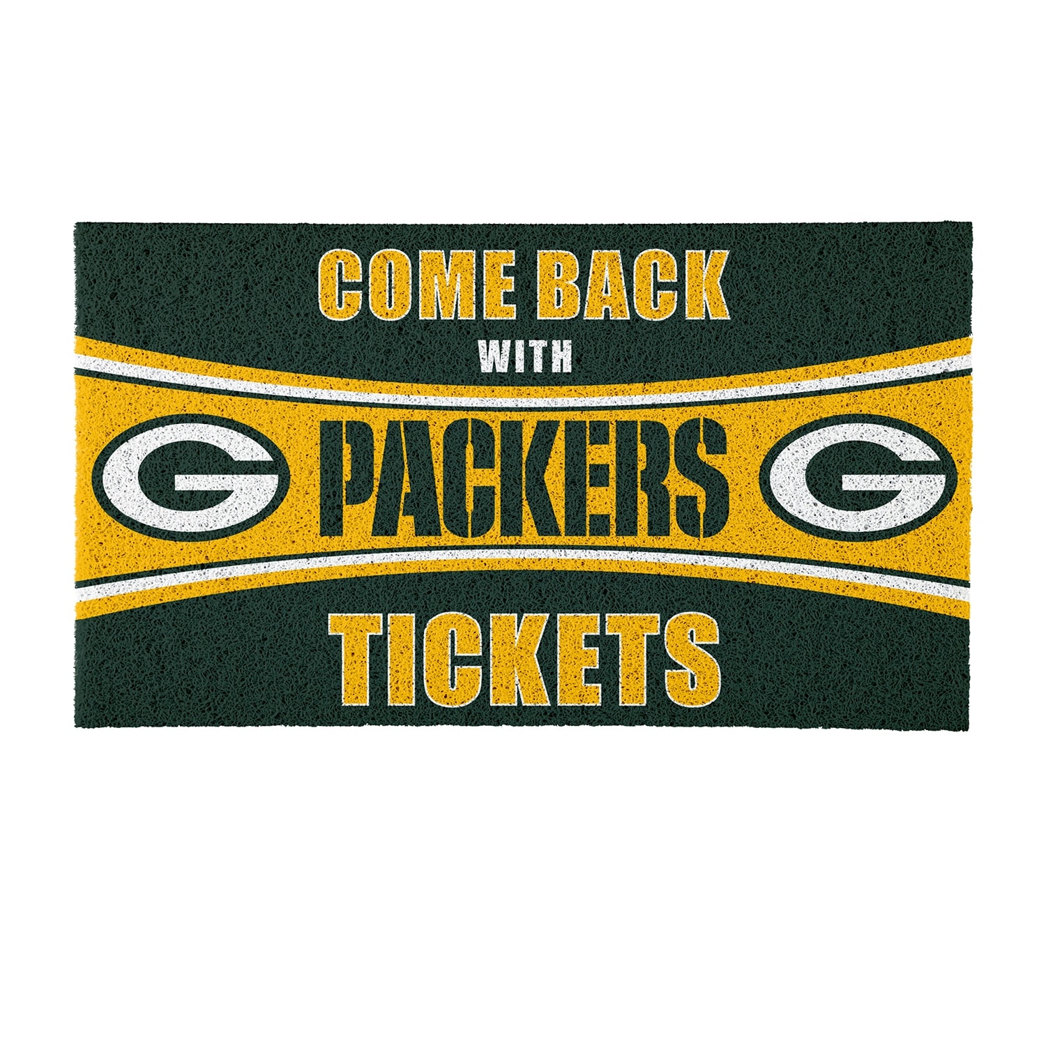 Green Bay Packers 28 in. x 16 in. PVC "Come Back With Tickets" Trapper Door Mat