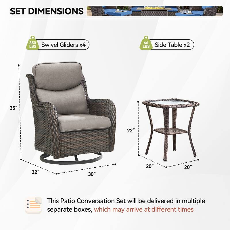 Outdoor Swivel Glider Chair Patio Chairs with 5-Inch Thick Cushions