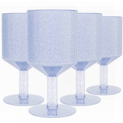 Elle Decor Vintage Drinking Glasses Set of 4 Bubbled Glass Goblets - 15-Ounce