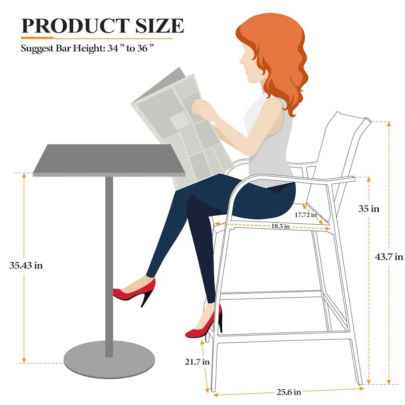 26''H Outdoor Patio Aluminum PE Rattan Counter Stools