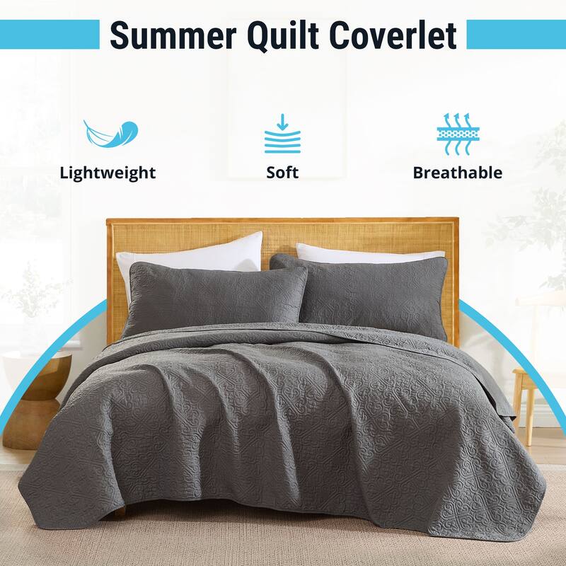HLC.ME Lorenzo - 3 Piece Size Quilt Set, Lightweight Bedspread Coverlet Set.