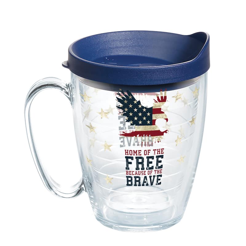 Tervis Home of the Free Because of the Brave Made in USA Double Walled Insulated Travel Tumbler, Classic - 16oz Mug - 16oz Mug