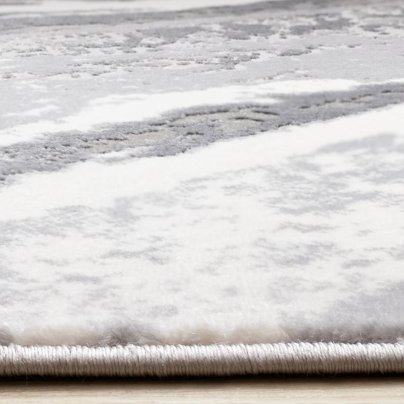 Grey White Modern Granite Patterned Area Rug, 5'3" x 7'7"