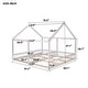 preview thumbnail 3 of 18, Wooden Twin Size House Platform Beds with Fence, Two Shared Beds with Roof, Montessori Bed for 2 Kids Double Bed Frame, 2 in 1