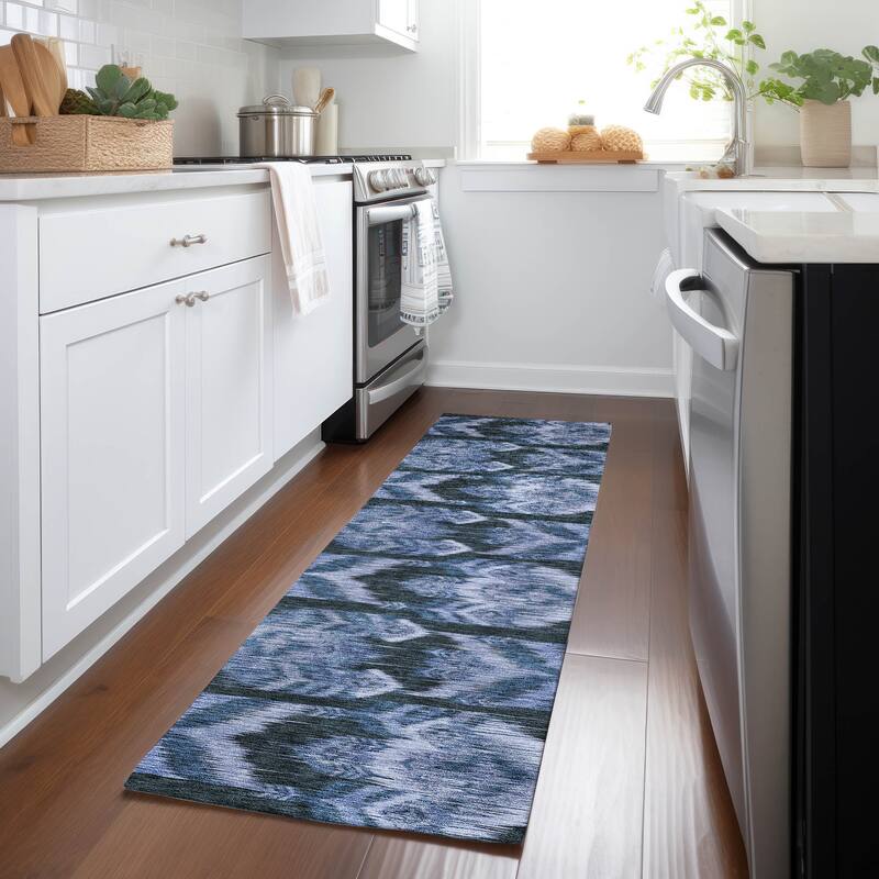 Machine Washable Indoor/ Outdoor Chantille Abstract Boho Rug
