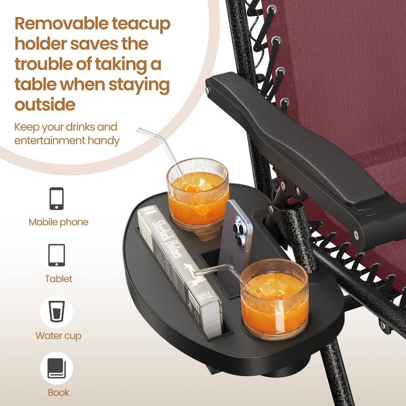 Yaheetech 26in Outdoor Zero Gravity Chair Patio Lounge Camping Chair with Sunshade