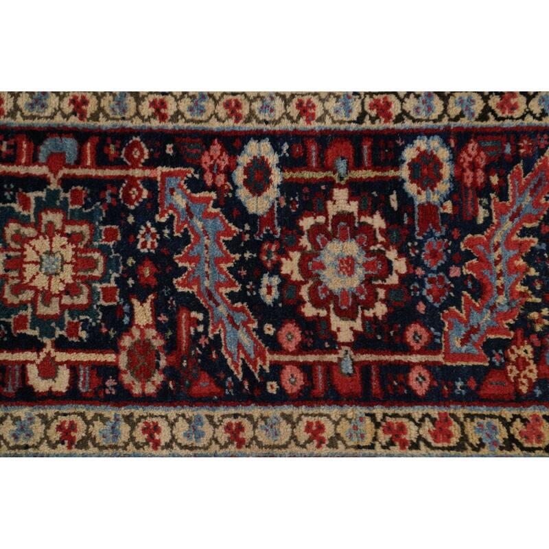 Hand Knotted Oriental 100% Wool Carpet Traditional Floral Red Heriz Area Rug - 12' 9'' X 9' 9''