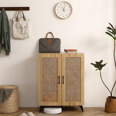 Natural Rattan Storage Cabinet Double-door