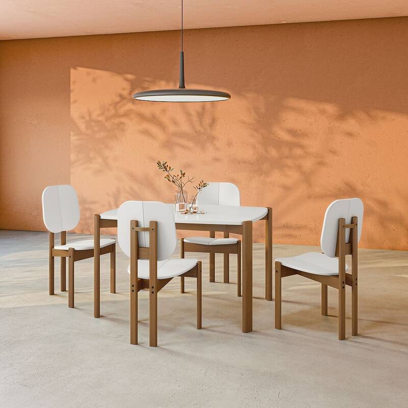 Manhattan Comfort Mid-Century Gales 47.24 Dining Table Set - White