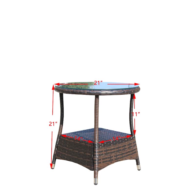 Outdoor patio Furniture 1 Round Coffee Table with clear tempered glass