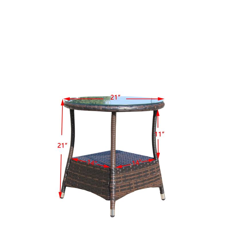 Outdoor patio Furniture 1 Round Coffee table with clear tempered glass