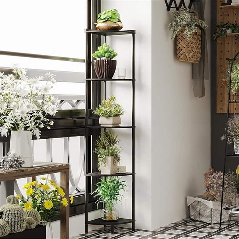 5 Tier Corner Shelf Stand - 12.2"D x 12.2"W x 64.9"H
