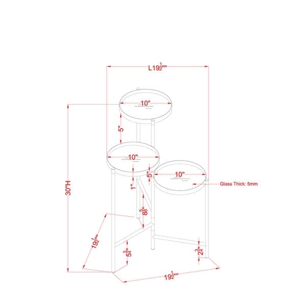 Furniture of America Cora Modern Black 11-inch Glass Top 3-tier Indoor Plant Stand