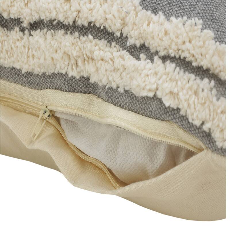 Handwoven Diamond Medallion Square Throw Pillow - 20" - Gray and White