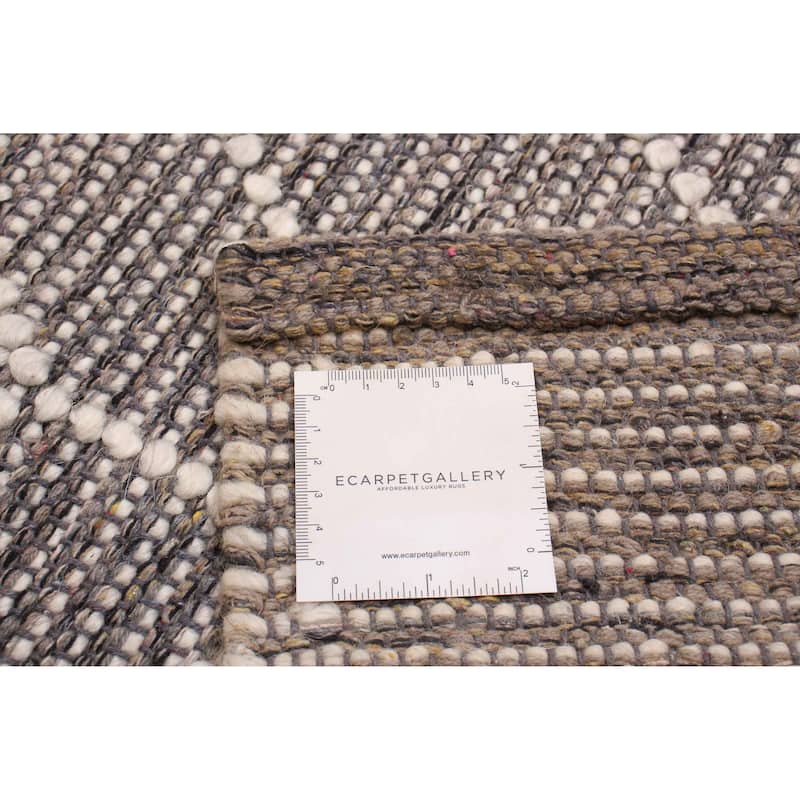 ECARPETGALLERY Braid weave Sienna Grey Wool Rug - 6'0 x 9'2