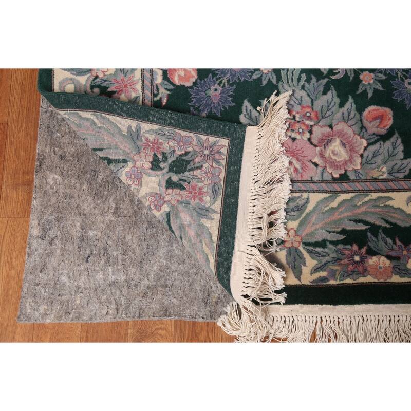 Vegetable Dye Green Aubusson Chinese Area Rug Hand-Knotted Wool Carpet - 8'11"x 12'2"