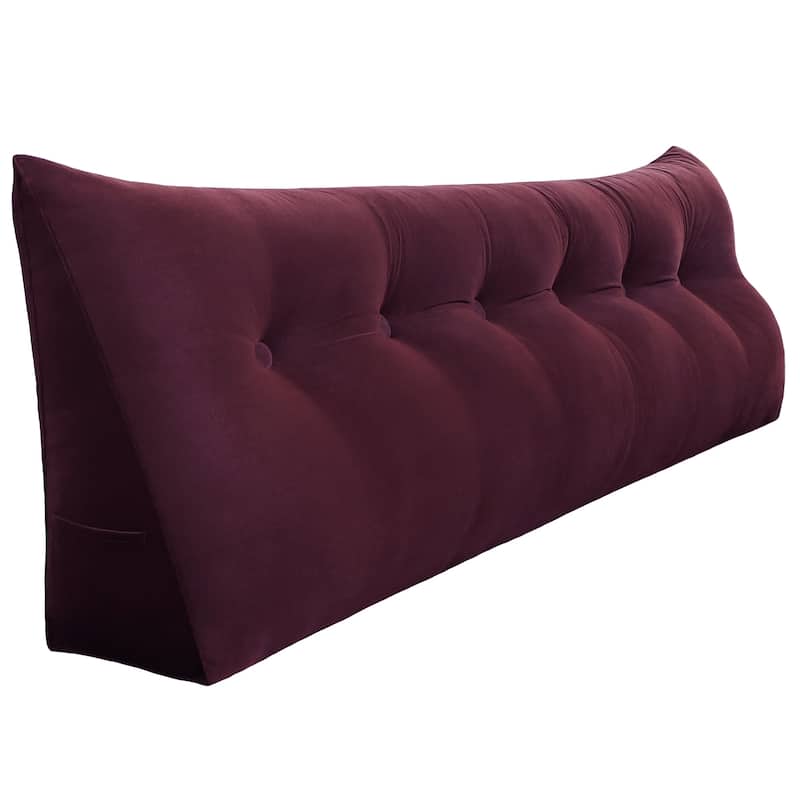 WOWMAX Bed Rest Reading Wedge Headboard Pillow Velvet Red