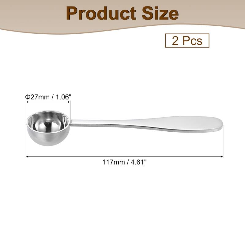 2 Pcs Tea Spoon Scoop, Stainless Steel Measuring Spoon, Silver - 5 ml