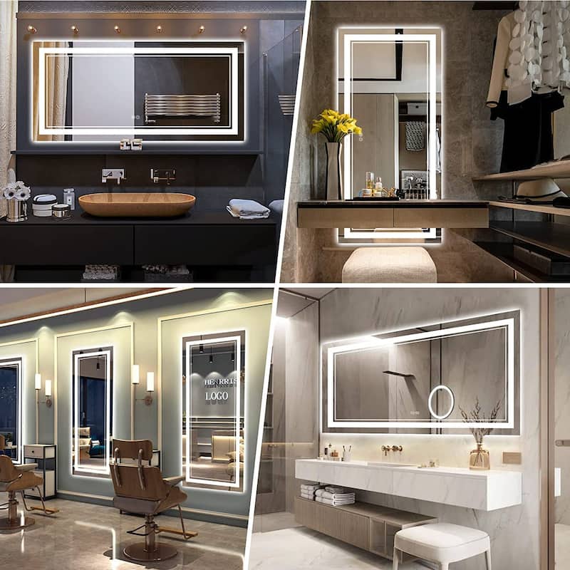 Full Size Front & Back LED Lighted Anti-fog Tempered Glass Wall Bathroom Vanity Mirror