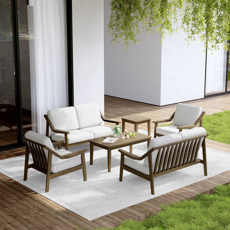Outdoor Conversation 6 Seater Patio Chat Set with Cushions and Table