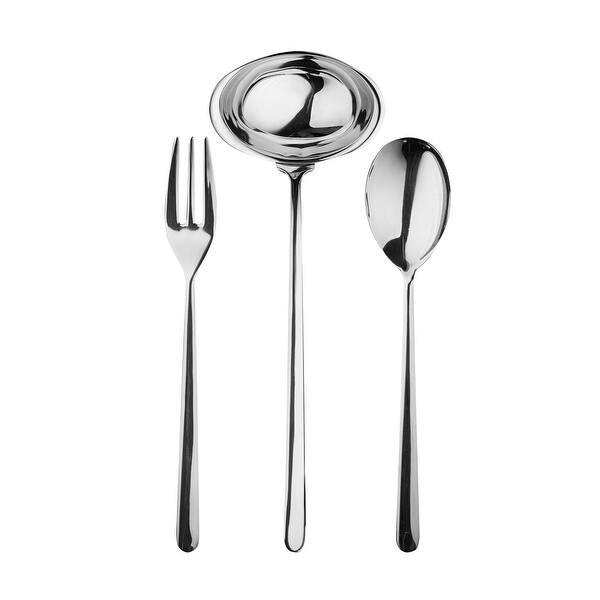 3piece Stainless Steel Linea Serving Set (Fork, Spoon, and Ladle