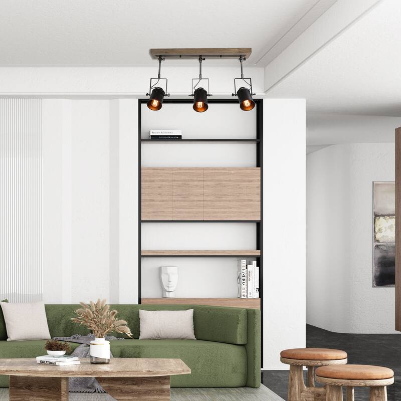 The Gray Barn Modern Farmhouse 3-Light Black Tracking Kit Spotlights - 24.8" x 4.7" x 15.3"