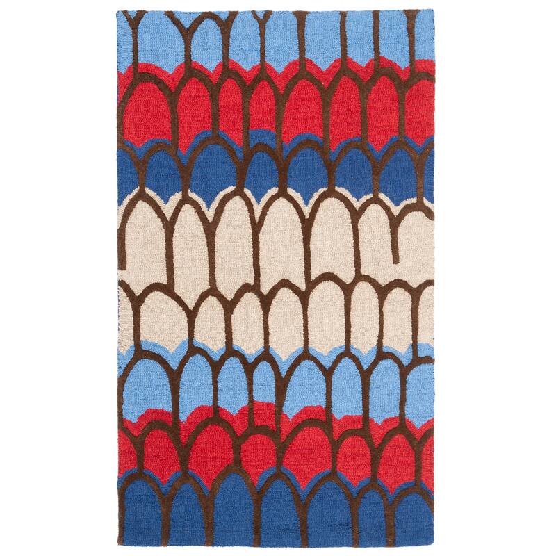 SAFAVIEH Handmade Children's Doodle Pieta Blue/ Beige New Zealand Wool