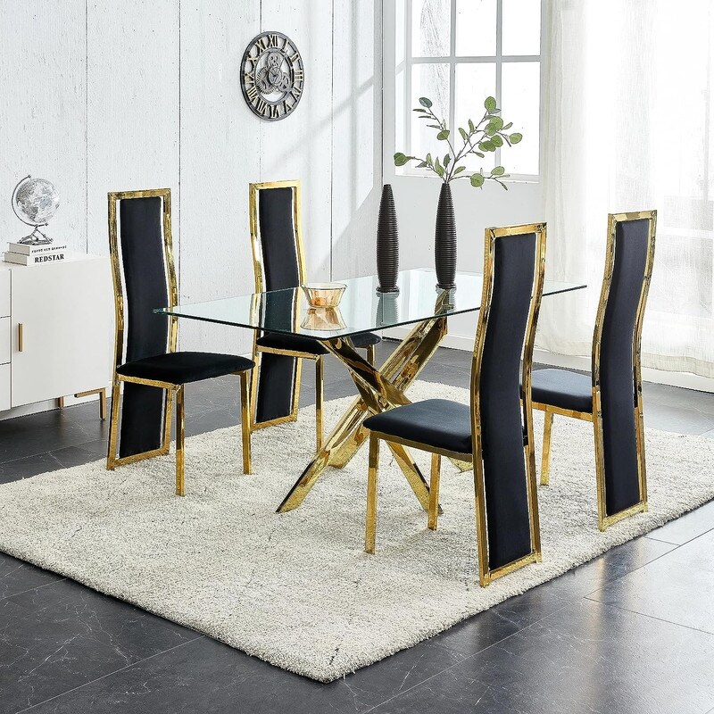 Black Leather Dining Chairs, Classic King Louis Upholstered Chairs,  Luxurious Po