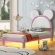 preview thumbnail 11 of 15, Upholstered Platform Bed with Cartoon Ears Shaped Headboard and LED