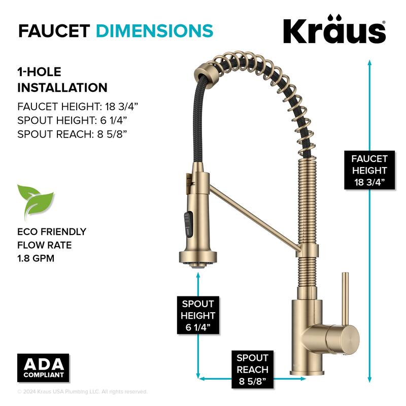 Kraus Bolden 2-Function 1-Handle Commercial Pulldown Kitchen Faucet