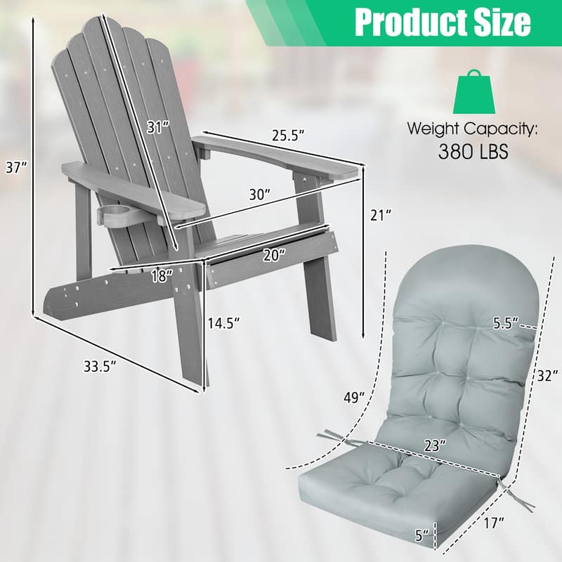 Multicolor Adirondack Chair Patio Lounge Chairs w/ Cup Holder &Cushion