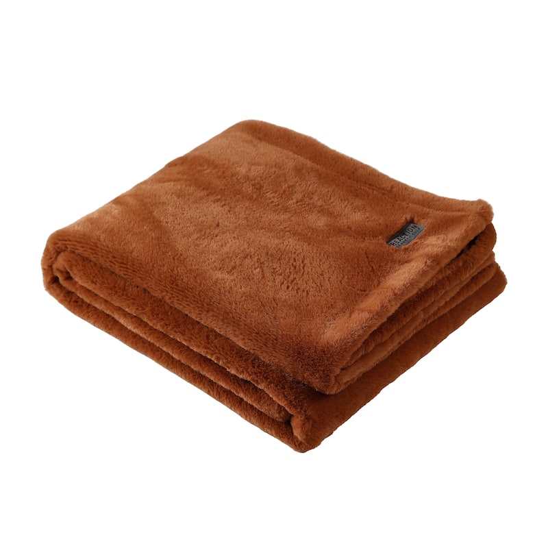 Kenneth Cole Faux Fur Solid Throw Blankets