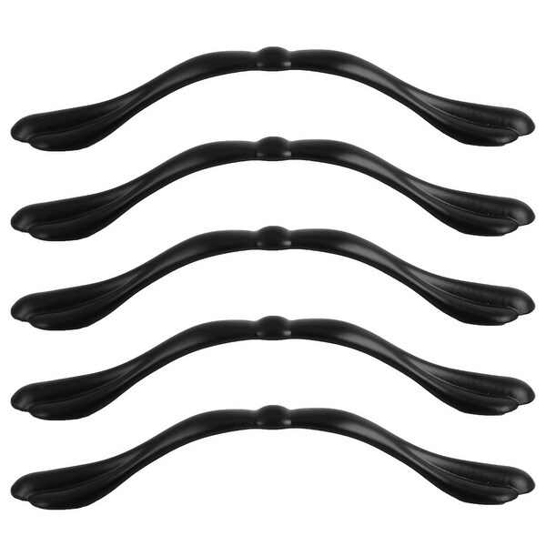 Cabinet Handle Drawer Pull Handle 3.8" Hole Center w Screw Dresser 5pcs, Black - 5pcs/Type #1 - 3.8" Hole Center