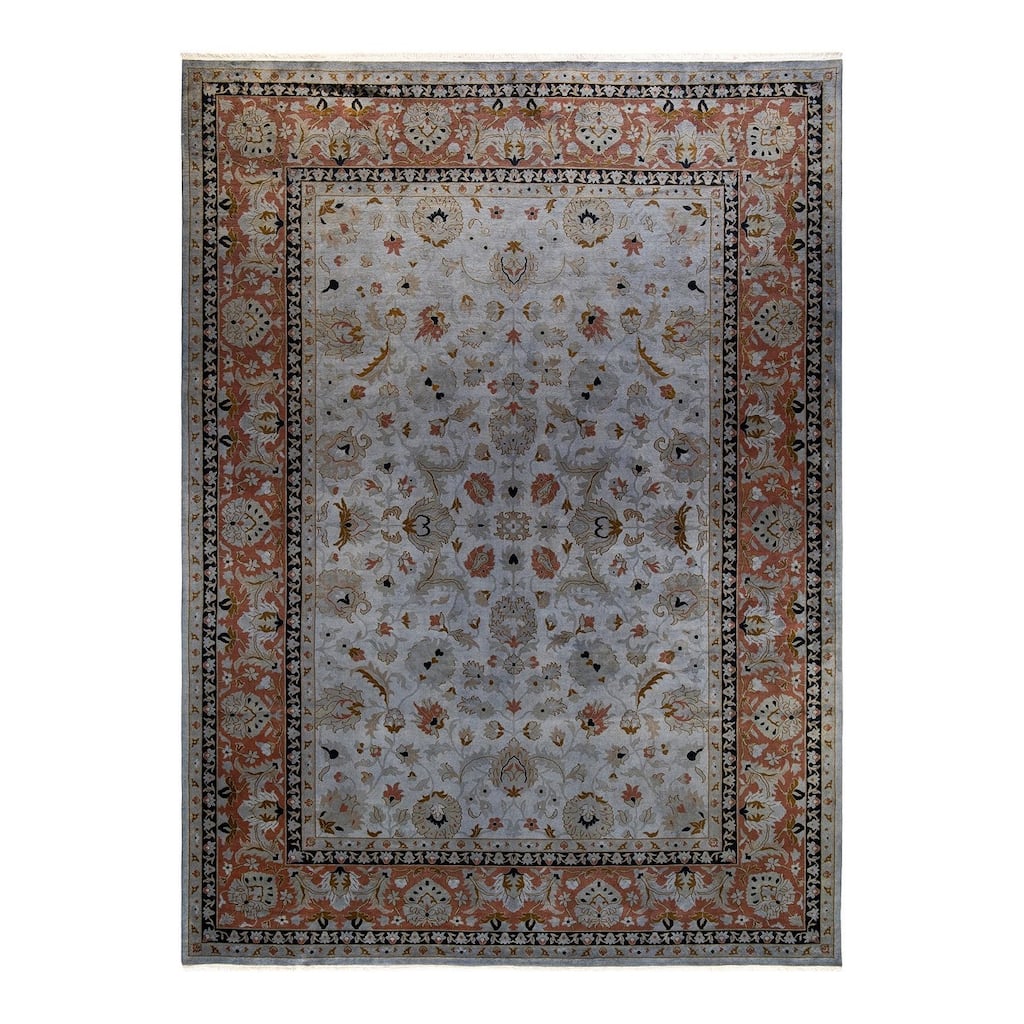 Overton Hand Knotted Wool Vintage Inspired Modern Contemporary Overdyed Gray Area Rug - 9' 1" x 12' 5"