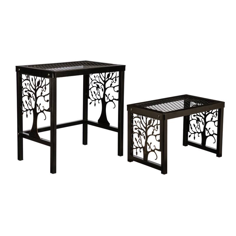 12" Decorative Metal Plant Stand, Set of 2