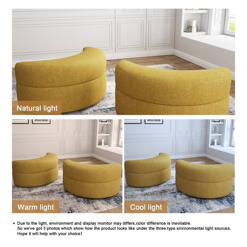 Chenille Half Moon Storage Ottoman(Set of 2)