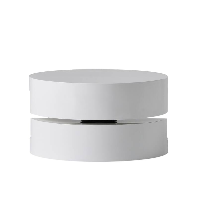 23.6" Modern Round Coffee Table with Rotating Top and Hidden Storage Area