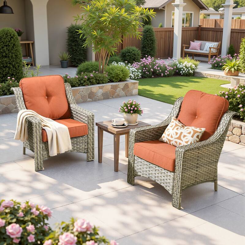 XIZZI 2-Piece Outdoor Furniture Patio Wicker Chairs Set - Red