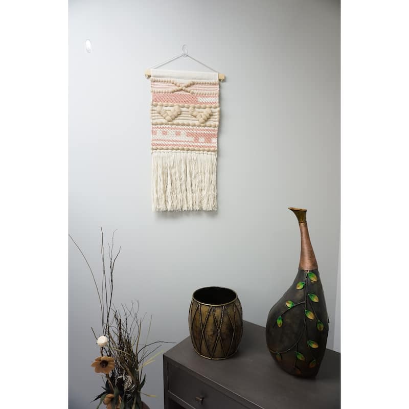 Home&Manor Wool and Cotton Macrame Wall Hanging with Rod Included - Exact Size