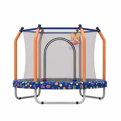 55-inch Trampoline for Kids Indoor & Outdoor Small Toddler Trampoline with Basketball Hoop