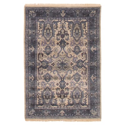 ECARPETGALLERY Hand-knotted Finest Agra Jaipur Light Khaki Wool Rug - 3'10 x 5'11