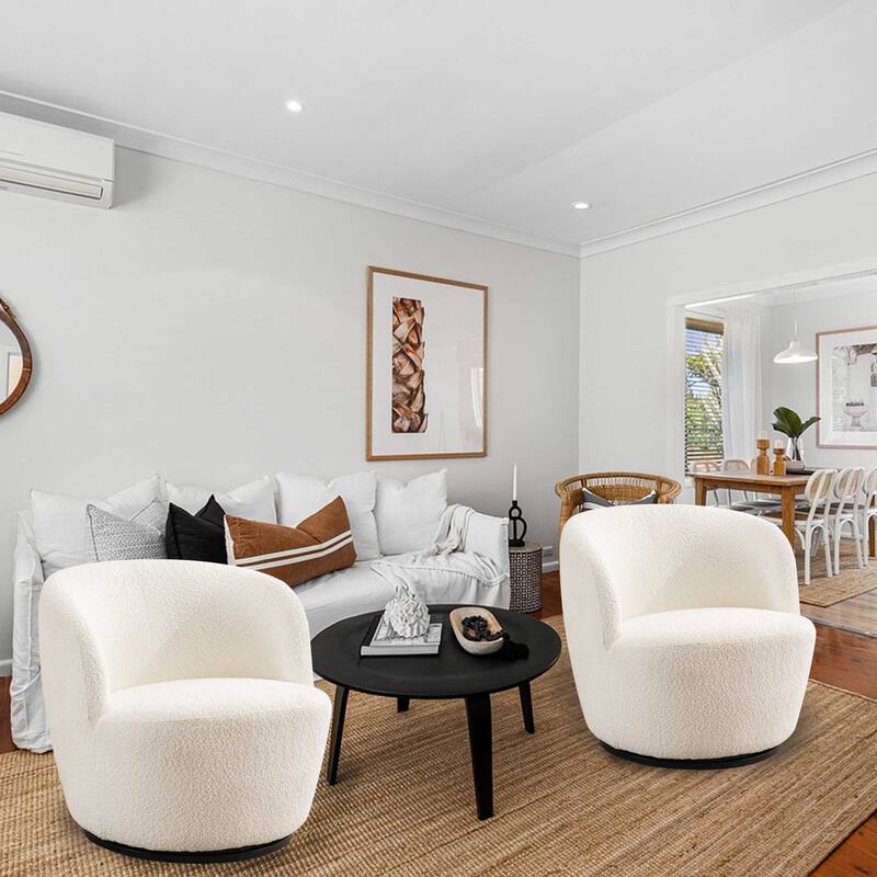 Swivel Accent Chair, Furry Round Barrel Chair