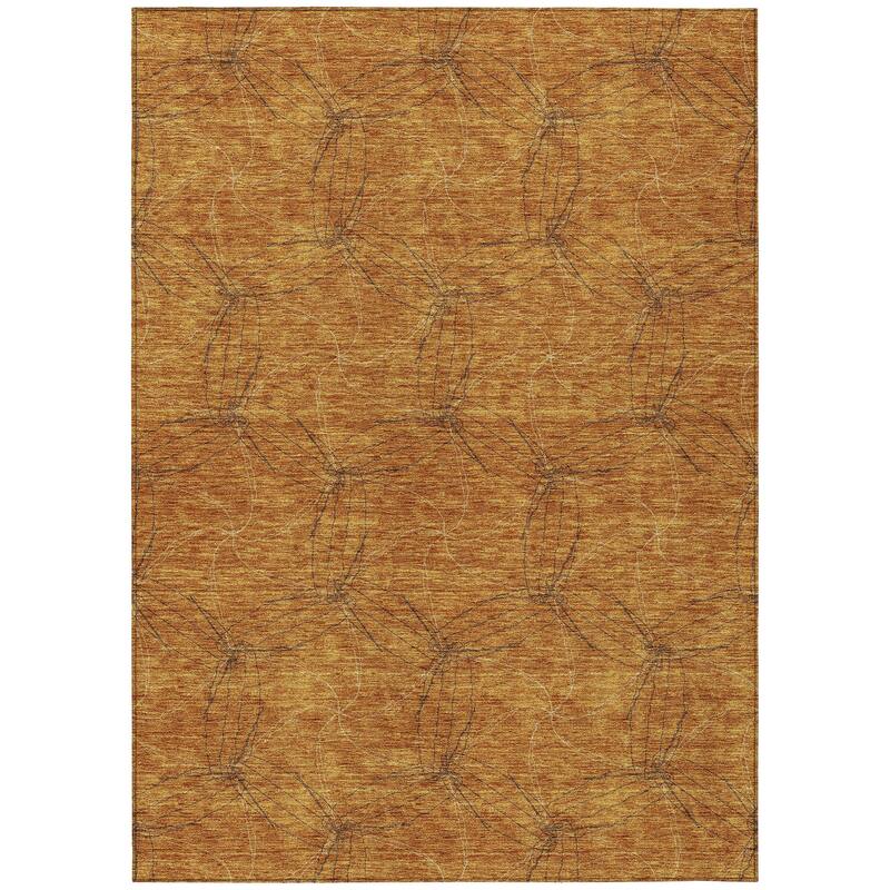 Machine Washable Indoor/ Outdoor Abstract Contemporary Chantille Rug